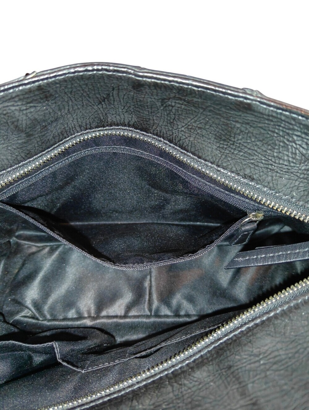 Coach Black Leather Shoulder Tote with Cream and Gray Circle Inlay - Picture 12 of 16